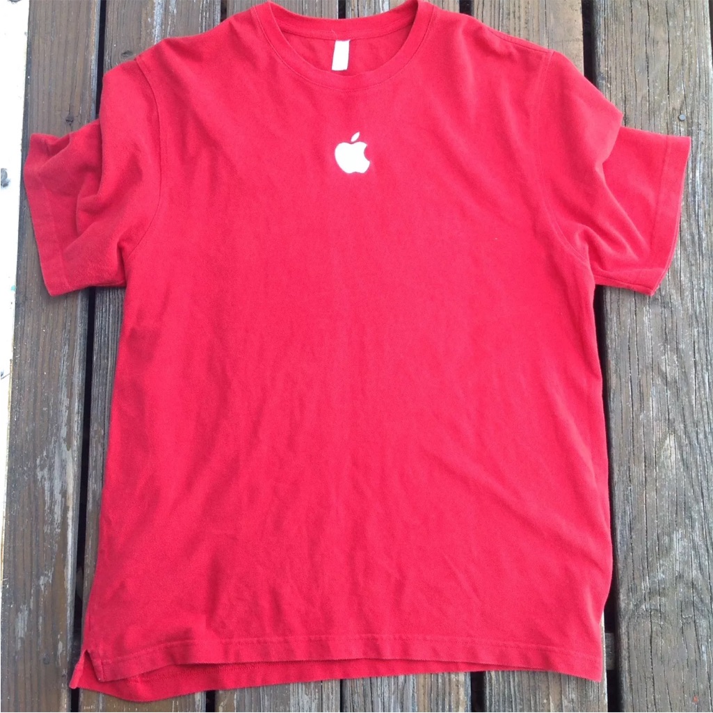 Apple Store Employee Embroidered Logo Xl Red TShirt Heavy Knit Genius Mac Staff